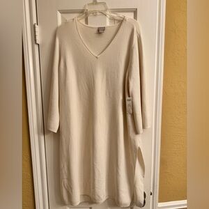 Chico's Beige Sweater dress V neck sz 3 (XL)